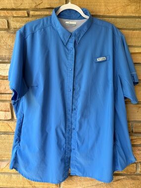 Columbia Short-Sleeve Button-Down Shirt - Blue